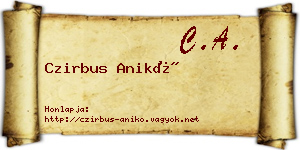 Czirbus Anikó névjegykártya